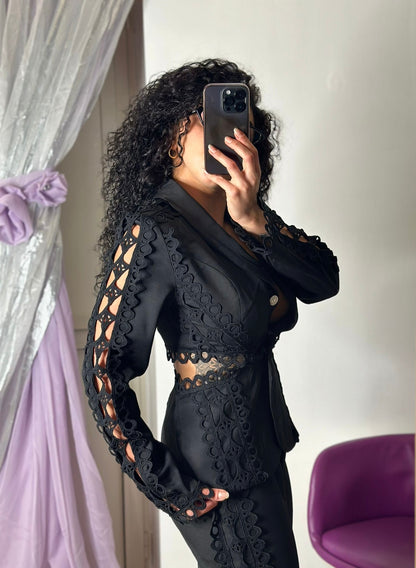 TAILLEUR TOTAL BLACK IN PIZZO