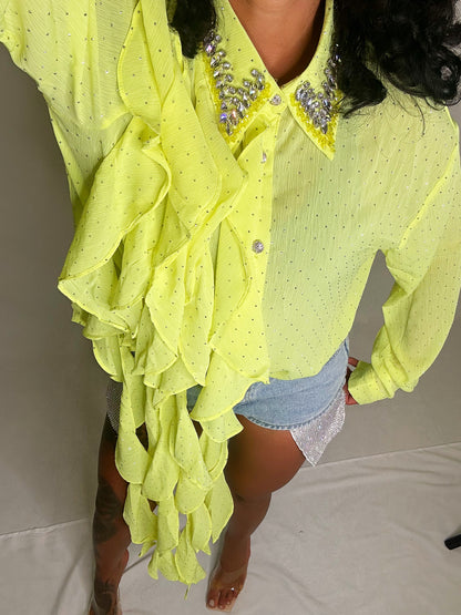 CAMICIA LIME RUCHES